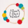 Circular Frame With Colourful Flowers Save The Date Mock-Up Psd