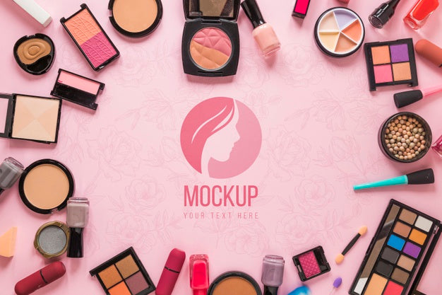 Circular Frame With Cosmetics Psd