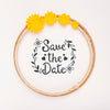 Circular Frame With Yellow Flowers Save The Date Mock-Up Psd
