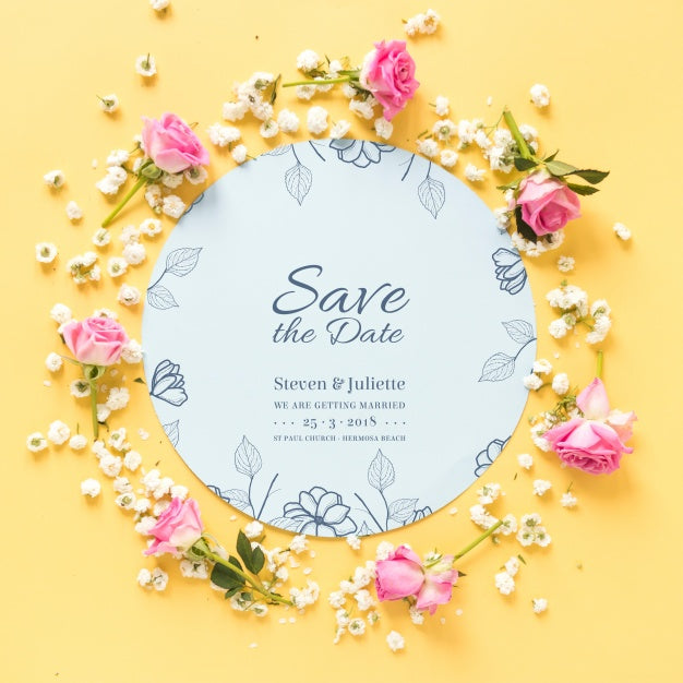 Circular Paper Mockup With Wedding Concept Psd