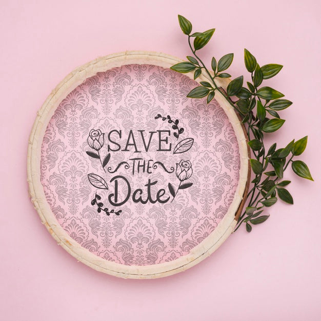 Circular Wooden Frame Save The Date Mock-Up Psd