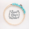 Circular Wooden Frame With Blue Roses Save The Date Mock-Up Psd