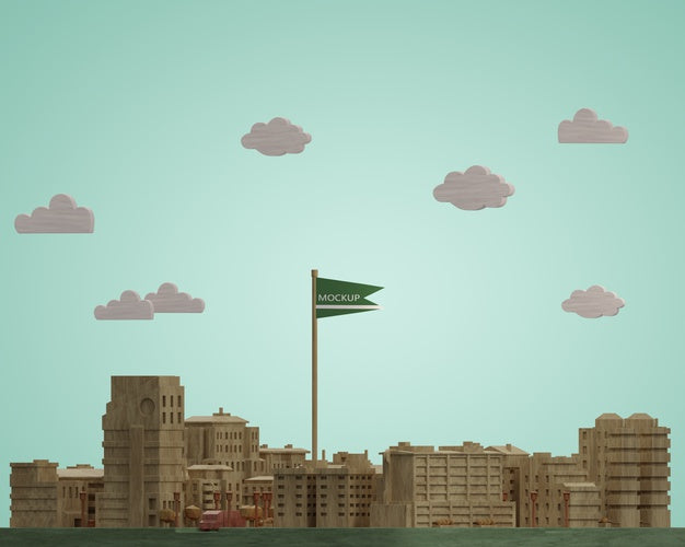 Cities 3D Miniatures Model Mock-Up Psd