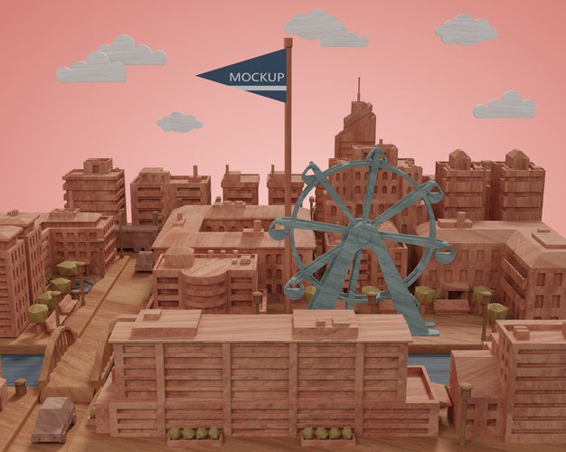 Cities Miniatures Model On Desk Psd