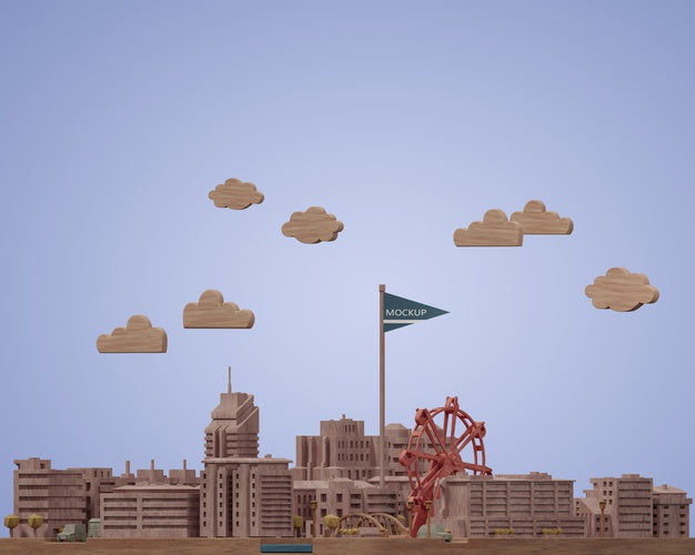 Cities Miniatures Model With Mock-Up Psd