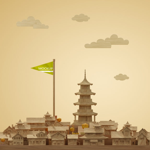 Cities World Day 3D Miniature Model Mock-Up Psd