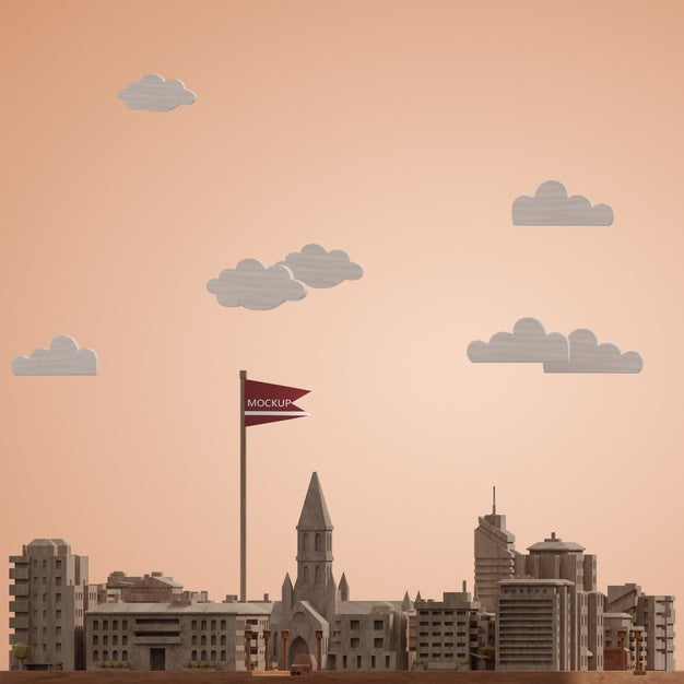 Cities World Day 3D Miniature Model Mock-Up Psd