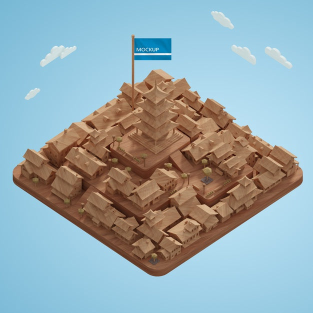 Cities World Day 3D Miniature Model On Table Psd