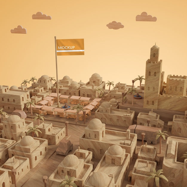 Cities World Day 3D Miniature Model Psd