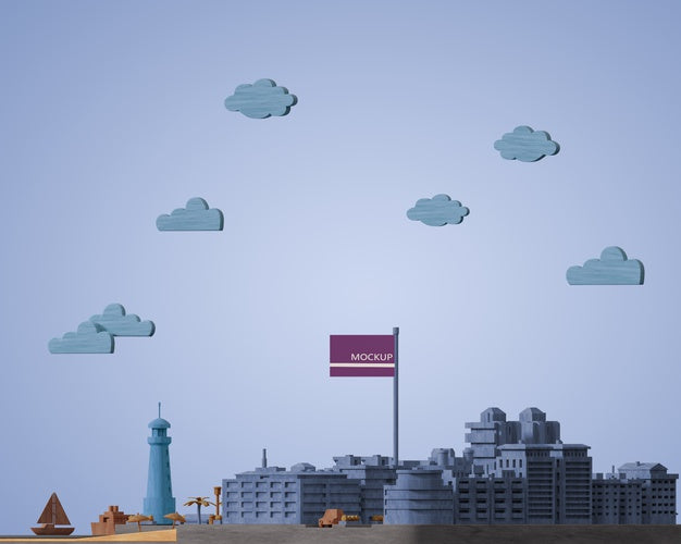 Cities World Day 3D Miniature Model Psd