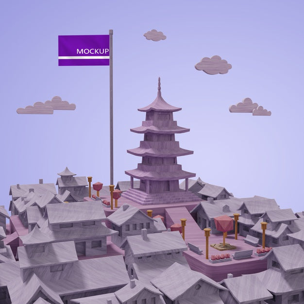 Cities World Day 3D Miniature Model With Mock-Up Psd