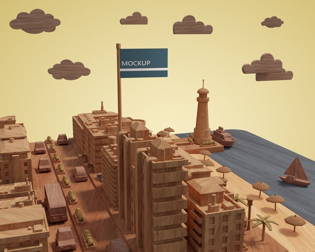 Cities World Day 3D Miniature Psd