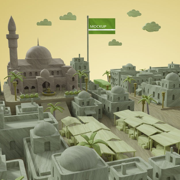 Cities World Day 3D Model Mock-Up Psd