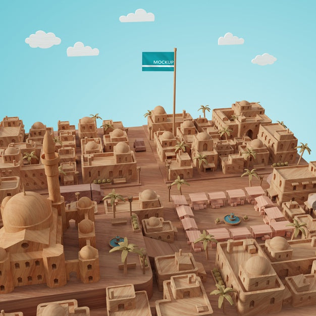 Cities World Day 3D Model With Mock-Up Psd