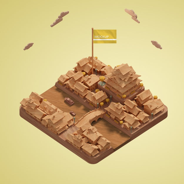 Cities World Day Buildings Miniature Model Psd