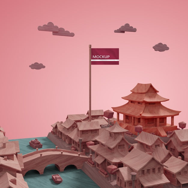 Cities World Day Buildings Model Concept With Mock-Up Psd