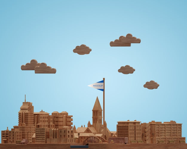 Cities World Day Buildings Model Miniature Psd