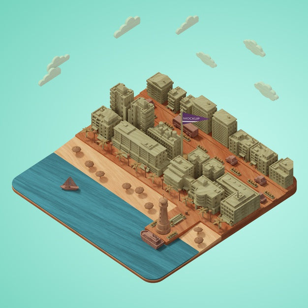 Cities World Day Miniature Model Psd