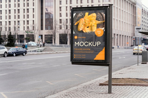 City Food Billboard Mock-Up Psd