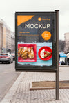 City Food Billboard Mock-Up Psd