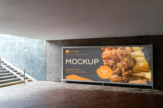 City Food Billboard Mock-Up Psd