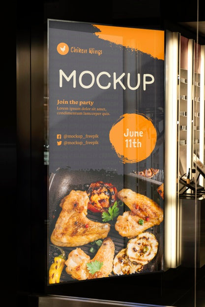 City Food Billboard Mock-Up Psd