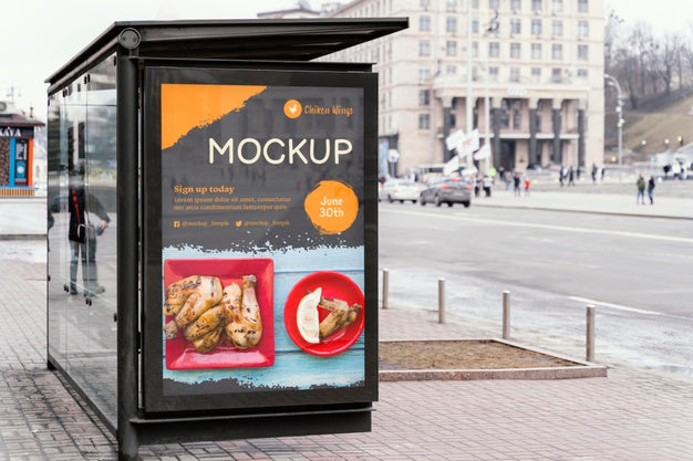 City Food Billboard Mock-Up Psd