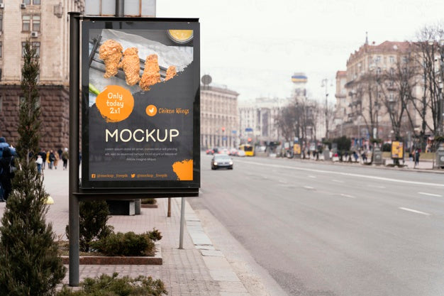 City Food Billboard Mock-Up Psd