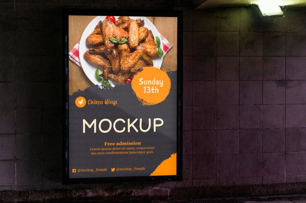 City Food Billboard Mock-Up Psd