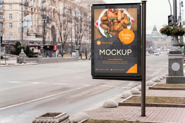 City Food Billboard Mock-Up Psd