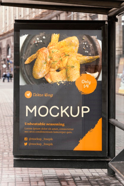 City Food Billboard Mock-Up Psd