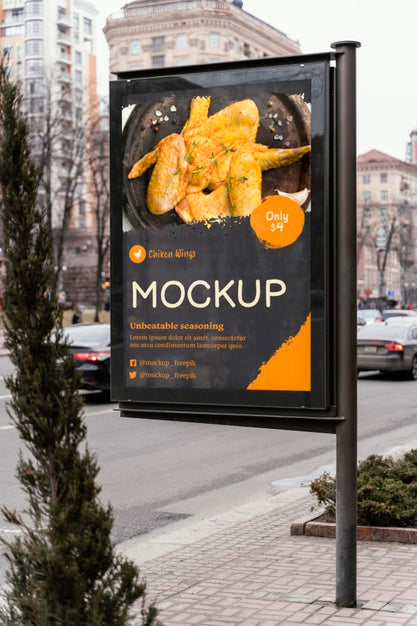 City Food Billboard Mock-Up Psd