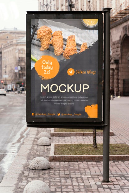 City Food Billboard Mock-Up Psd
