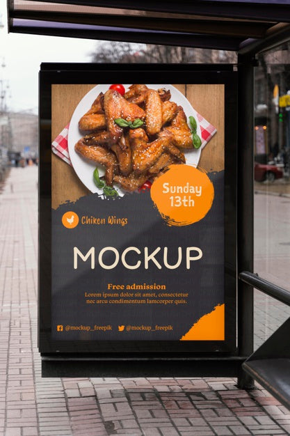 City Food Billboard Mock-Up Psd