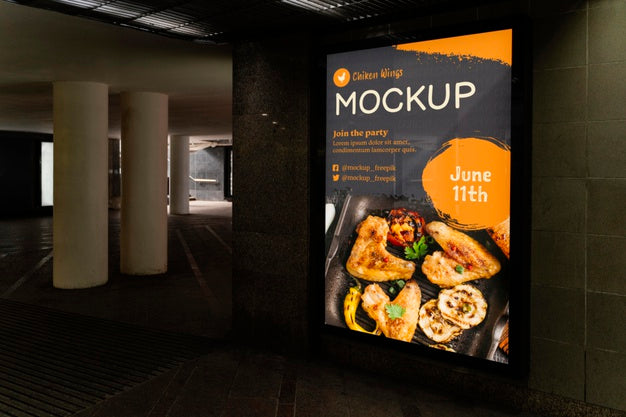 City Food Billboard Mock-Up Psd