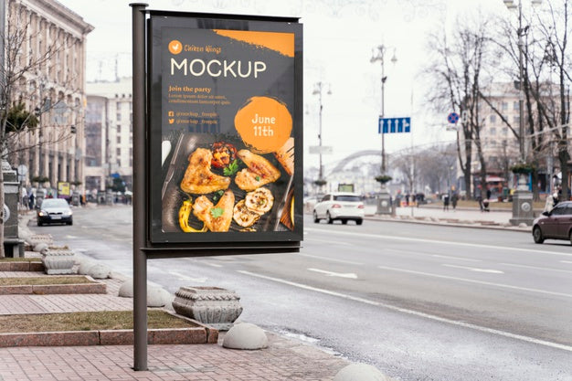 City Food Billboard Mock-Up Psd