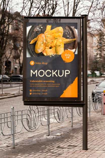 City Food Billboard Mock-Up Psd
