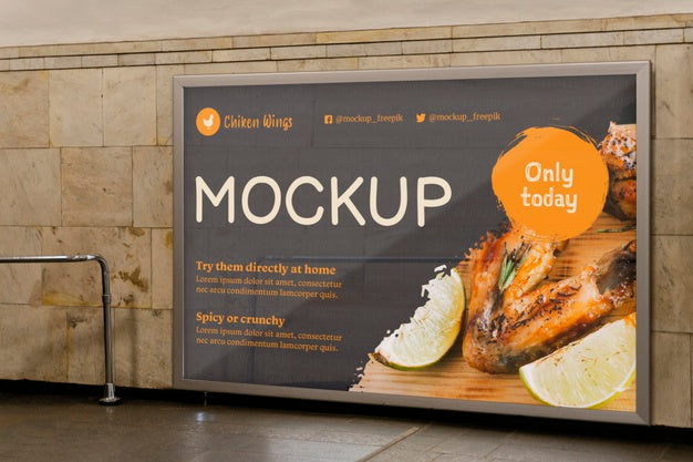 City Food Billboard Mock-Up Psd