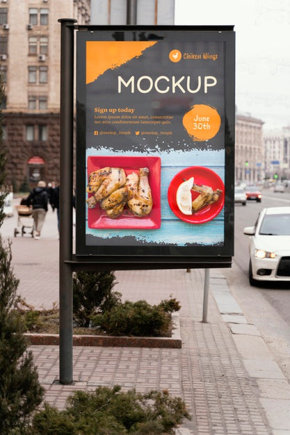 City Food Billboard Mock-Up Psd