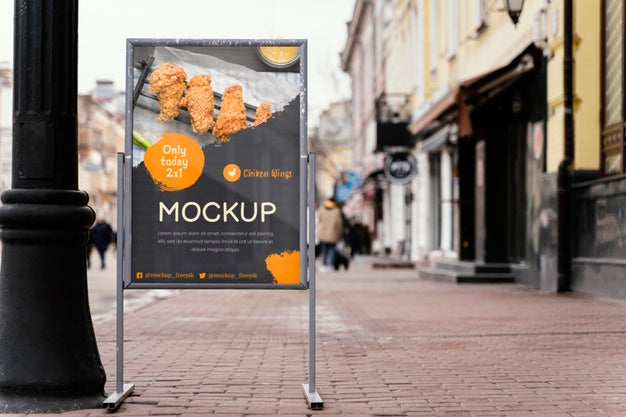 City Food Billboard Mock-Up Psd