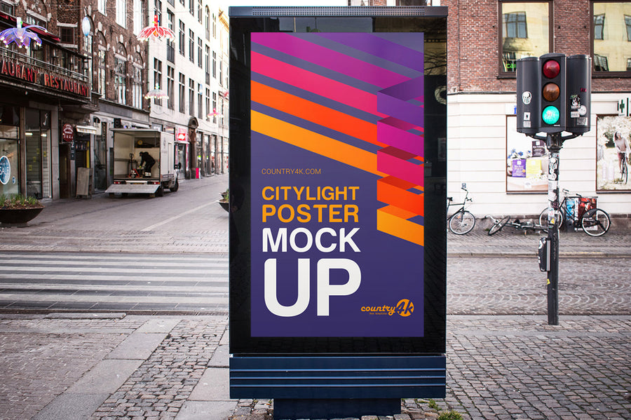 Citylight Poster Psd Mockup In 4K