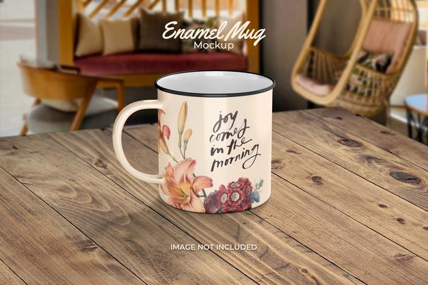 Classic Enamel Mug Mockup Psd