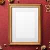 Classic Gold Frame Mockup With Christmas Decorations Psd