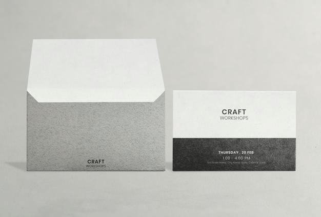 Classy Invitation Card Mockup With Grey Envelope Psd