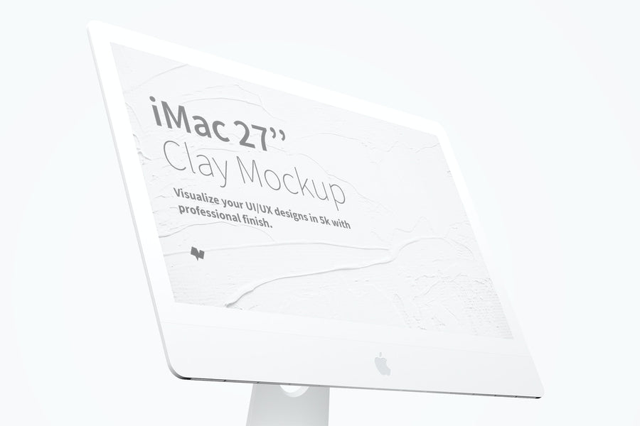 Clay Imac 27” Mockup, Display Close Up