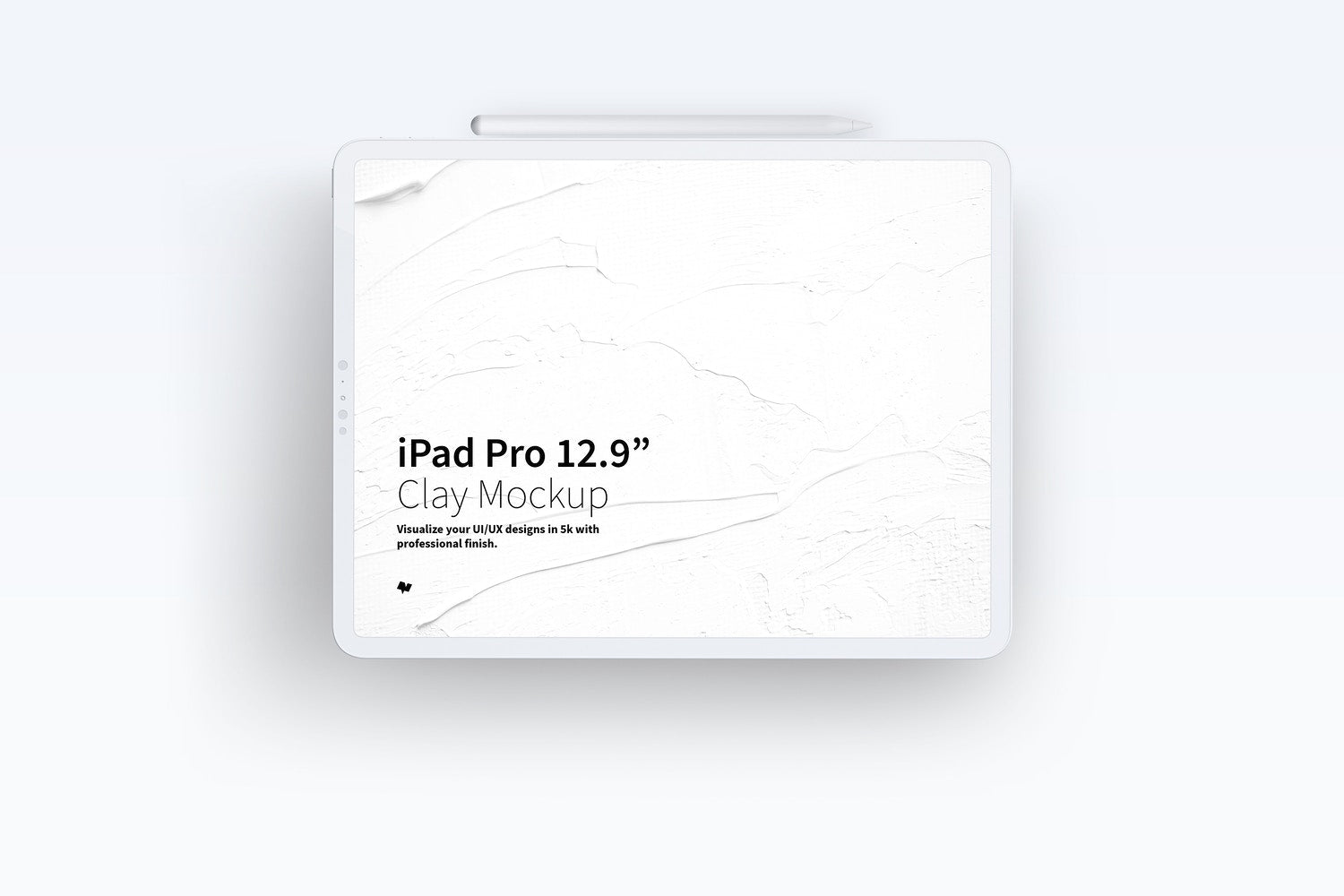 Clay Ipad Pro 12.9” Mockup, Landscape Front View