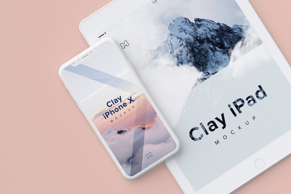 Clay and White iPhone X and iPad (Mockup)