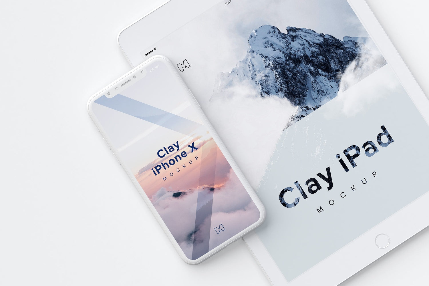 Clay Iphone X And Ipad Mockup 01