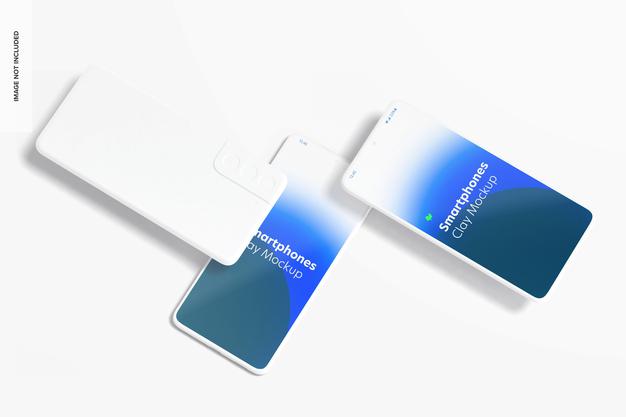 Clay Smartphone Mockup, Top View Psd