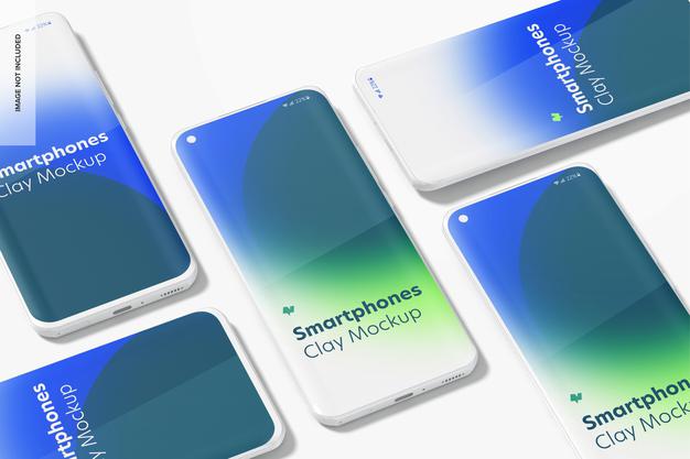 Clay Smartphones Mockup Set Psd